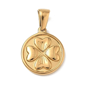 304 подвески из нержавеющей стали, плоские круглые с клевером, ручная полировка, ионное покрытие (ip)