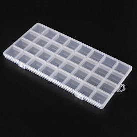 Récipients de stockage de perles en matière plastique, 32 boîtes de rangement à compartiments, rectangle