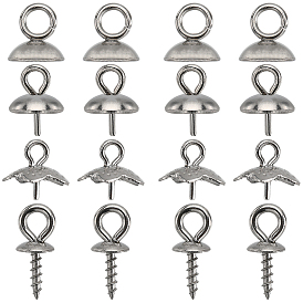 120 шт. 4 стили 201 и 304 нержавеющая сталь подвески-скобы, кулон из бисера, за половину пробурено бисера