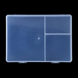 Transparent Plastic Bead Containers, with 3 Compartments, for DIY Art Craft, Nail Diamonds, Bead Storage, Rectangle