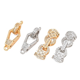 Brass Micro Pave Clear Cubic Zirconia Fold Over Clasps