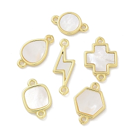 Brass Pave Shell Connector Charms, Real 18K Gold Plated