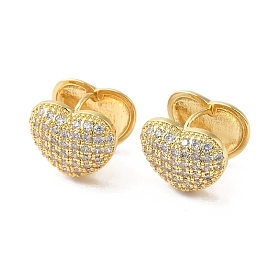 Clear Cubic Zirconia Heart Hoop Earrings, Brass Jewelry for Women