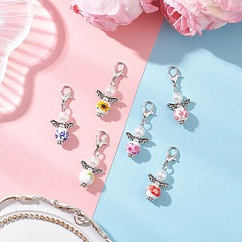 Подвесные украшения из фарфора и керамики с изображением ангела, Застежки-когти из сплава омара, подвески для украшений сумок