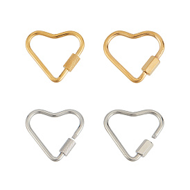 4 шт. 4 стили 304 подвески-замки с винтовым карабином из нержавеющей стали, для изготовления ожерелий, сердце