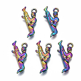 Rainbow Color Alloy Pendants, Cadmium Free & Lead Free, Samurai