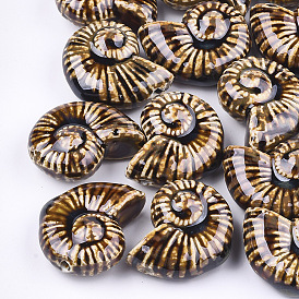 Handmade Porcelain Beads, Fancy Antique Glazed Porcelain, Sea Snail