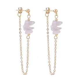 Серьги-гвоздики с подвесками из натуральных и синтетических смешанных каменных бусин для женщин, серьги-подвески с цепочкой, золотые