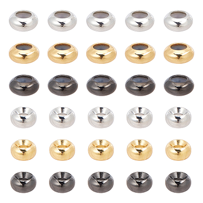 48Pcs 2 Sizes Brass Beads, Cadmium Free & Nickel Free & Lead Free, Rondelle
