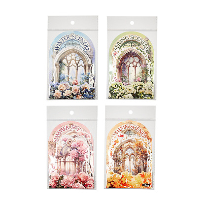 10Pcs Flower Window Paper Self-Adhesive Stickers, for DIY Photo Album Diary Scrapbook Decoration