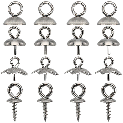 120 шт. 4 стили 201 и 304 нержавеющая сталь подвески-скобы, кулон из бисера, за половину пробурено бисера