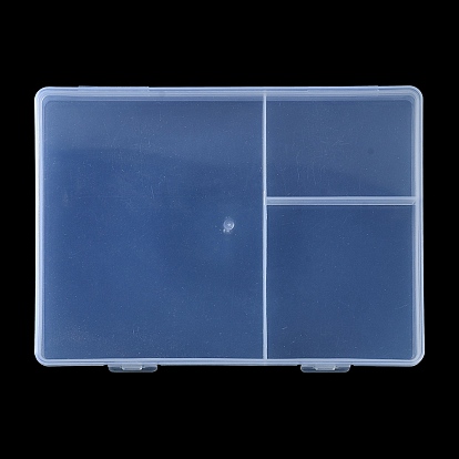 Transparent Plastic Bead Containers, with 3 Compartments, for DIY Art Craft, Nail Diamonds, Bead Storage, Rectangle