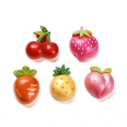 Непрозрачные кабошоны из смолы, имитация фруктов