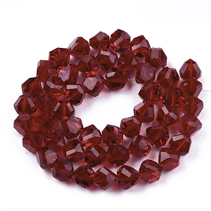 Glass Beads Strands, Faceted, Triangular Pyramid