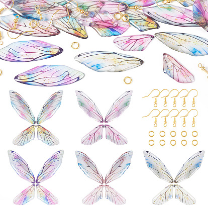 Наборы для самостоятельного изготовления подвесок-крыльев из эпоксидной смолы, в том числе латунные крючки для сережек и прыгающие кольца