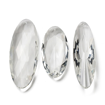 Transparent Glass Pendants, Faceted, Oval, for Chandelier Crystal Hanging Pendants
