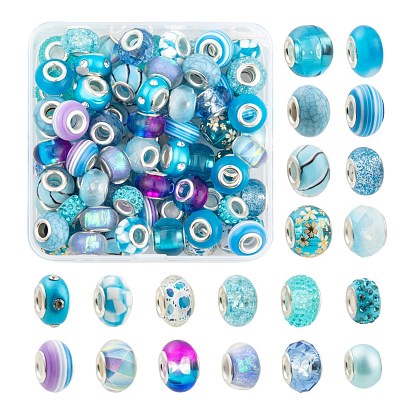 Набор бусин с большими отверстиями в европейском стиле для самостоятельного изготовления ювелирных изделий, набор для поиска, включая акриловые и стеклянные и полимерные глиняные стразы, лэмпворк и европейские бусины из смолы