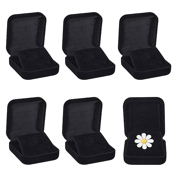 Square Velvet Badge Display Boxes, Jewelry Storage Gift Case
