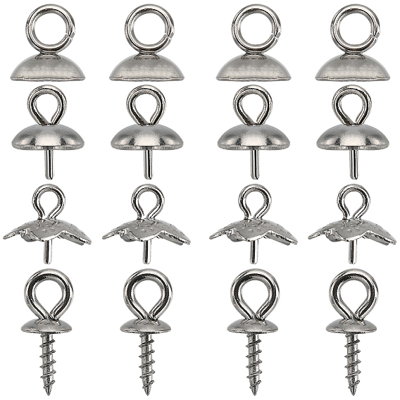 120 шт. 4 стили 201 и 304 нержавеющая сталь подвески-скобы, кулон из бисера, за половину пробурено бисера