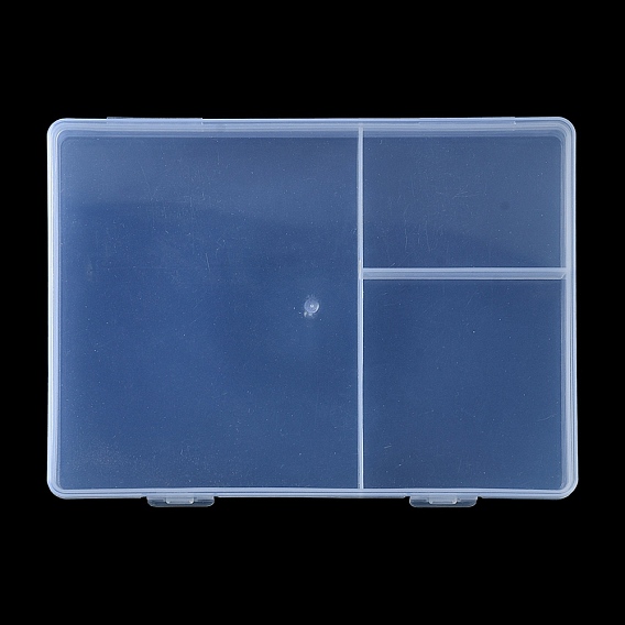 Transparent Plastic Bead Containers, with 3 Compartments, for DIY Art Craft, Nail Diamonds, Bead Storage, Rectangle