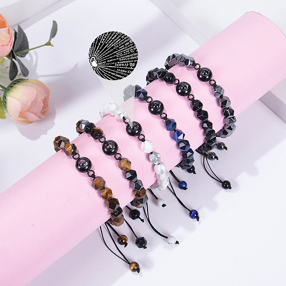 Браслет с проекционными звеньями «Я люблю тебя» на 100 языках, плетеный регулируемый браслет из бусин из натуральных камней