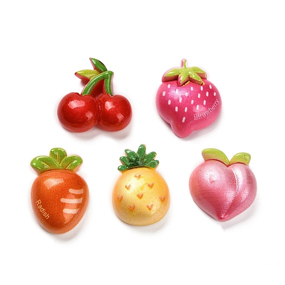 Непрозрачные кабошоны из смолы, имитация фруктов