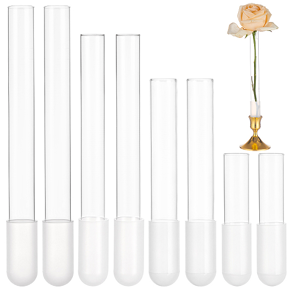 8Pcs 4 Styles Glass Test Tube, Column, with 8Pcs Silicone High-temperature Resistant Cover