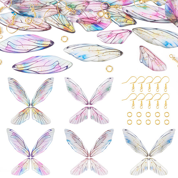 Наборы для самостоятельного изготовления подвесок-крыльев из эпоксидной смолы, в том числе латунные крючки для сережек и прыгающие кольца