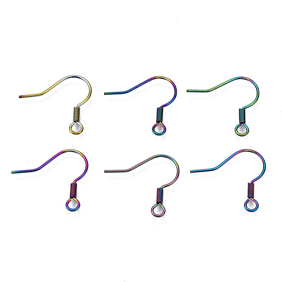 Ion Plating(IP) 304 Stainless Steel French Earring Hooks, Flat Earring Hooks, Ear Wire, with Beads and Horizontal Loop
