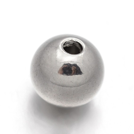 303 Stainless Steel Beads, Round, 8mm, Hole: 2mm