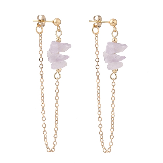 Серьги-гвоздики с подвесками из натуральных и синтетических смешанных каменных бусин для женщин, серьги-подвески с цепочкой, золотые