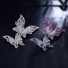 Butterfly Alloy Brooches for Women, with Rhinestone