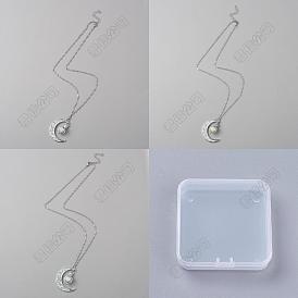 3 piezas 3 colores conjunto de collares colgantes de luna creciente de aleación chapada en platino, joyas de piedra luminosa sintética que brillan en la oscuridad para mujer