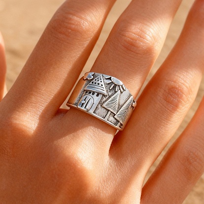 Открытые кольца манжеты из сплава, дом с деревом