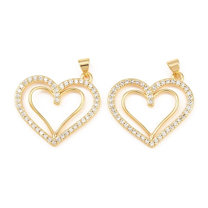 Латунные микро проложить кубического циркония подвески, сердце прелести, долговечный, стойки покрытие, без свинца и без кадмия