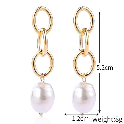 Chic Vintage Pearl Chain Earrings Set for Sophisticated Cold-Toned Style