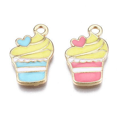 Подвески из сплава , с эмалью, без кадмия и без свинца, золотой свет, мороженое