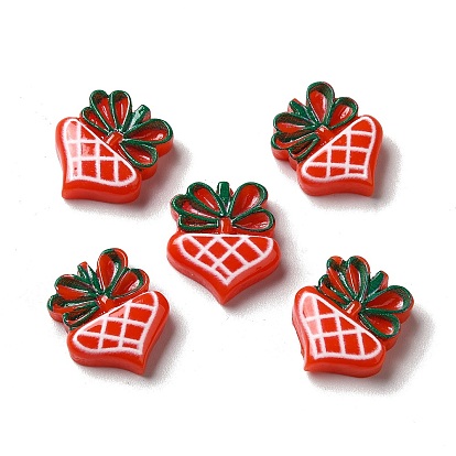 Christmas Opaque Resin Cabochons, Heart