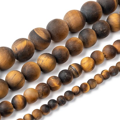 Frosted Natural Tiger Eye Round Bead Strands