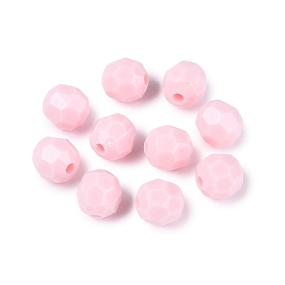 Непрозрачные акриловые бусины, круглые, граненые