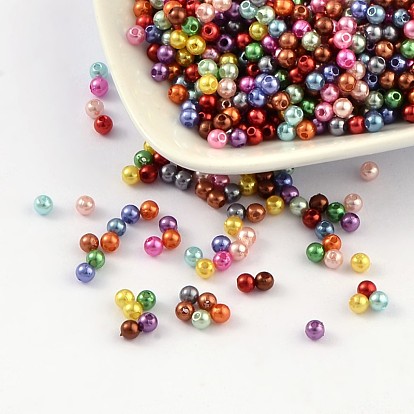 Imitation Pearl Acrylic Beads, Dyed, Round