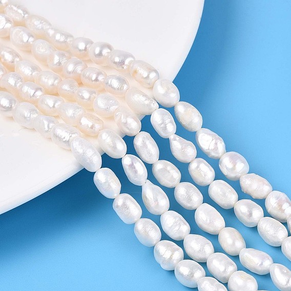 Нити из натурального культивированного пресноводного жемчуга, двух сторон полированной