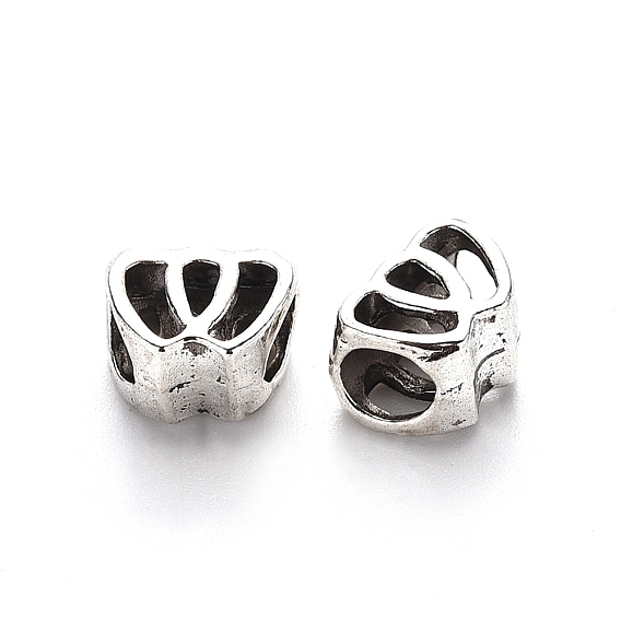 Европейские сплавочные бусины тибетского стиля , бусины с большим отверстием, без свинца, полый, сердце