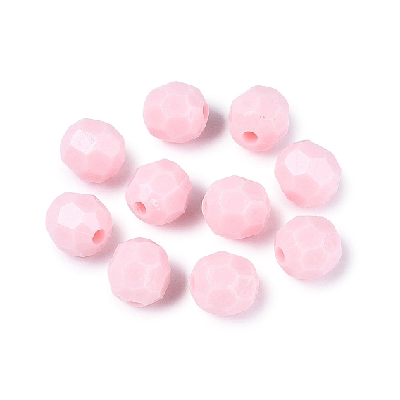 Непрозрачные акриловые бусины, круглые, граненые