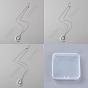 3Pcs 3 Colors Platinum Plated Alloy Crescent Moon Pendant Necklaces Set, Glow in the Dark Synthetic Luminous Stone Jewelry for Women