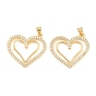 Латунные микро проложить кубического циркония подвески, сердце прелести, долговечный, стойки покрытие, без свинца и без кадмия