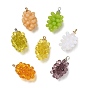 Acrylic Pendants, Grape Charms, with Platinum Tone Iron Loops