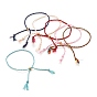 Adjustable Braided Cotton Cords Slider Bracelets Making, with Golden Plated Brass Beads