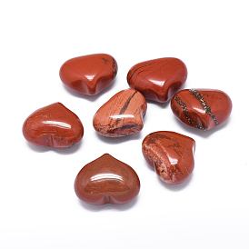 Pierre de palmier coeur de jaspe rouge naturel, pierre de poche pour la méditation d'équilibrage énergétique