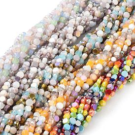 Electroplate Glass Beads, Faceted, Flat Round